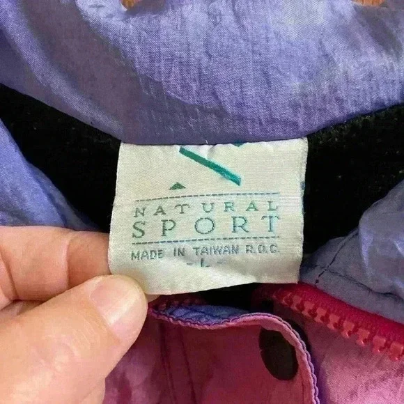 Vintage 90s Natural Sport Colorbock Windbreaker Pink and Purple Size L - Picture 3 of 16